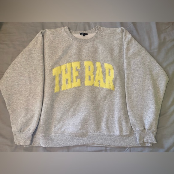 The Bar Varsity Sweatshirt Heather Grey with Lemon/Yellow Size XXL - Picture 2 of 13
